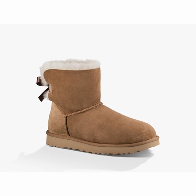 Botas UGG Mini Bailey Bow II Mulher Marrom | PT-AGBTJ